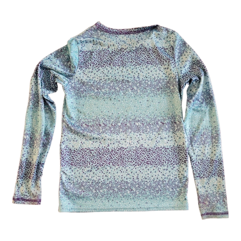 Girl's Long Sleeve Shirt Stars Silky Soft Shimmery Sz 8 Blues White - Picture 2 of 5